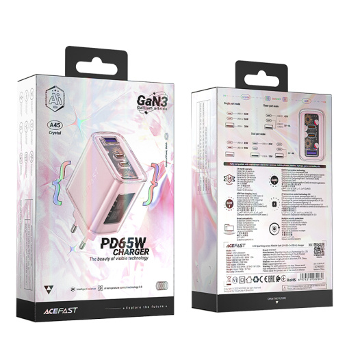Acefast kiirlaadija 2xUSB-C ja USB-A LED ekraaniga 65W (A45) - Image 7