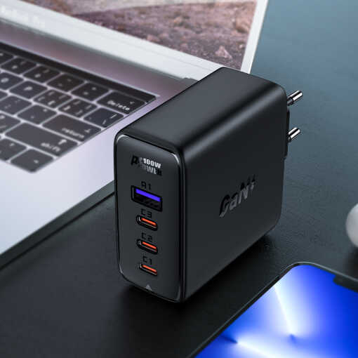 Acefast kiirlaadija KOMPLEKT 100W 3xUSB-C ja USB-A ja 2m kaabel USB-C to USB-C 100W (A37) - Image 3