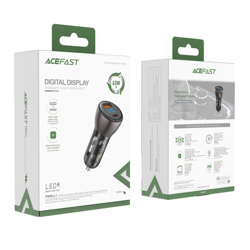 Acefast autolaadija LED näidik USB-C ja USB-A 63W (B6) - Image 6