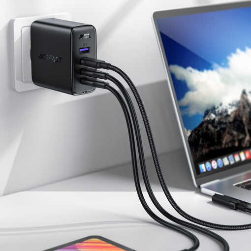 Acefast kiirlaadija KOMPLEKT 100W 3xUSB-C ja USB-A ja 2m kaabel USB-C to USB-C 100W (A37) - Image 4
