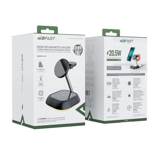 Acefast juhtmevaba laadija MagSafe LED valgustusega 3-in-1 (must) E16 - Image 9