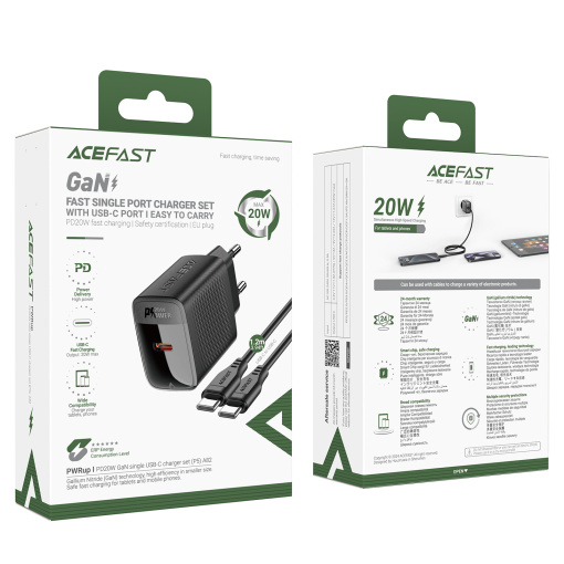 Acefast kiirlaadija KOMPLEKT 20W USB-C laadija ning kaabel 1,2m USB-C to USB-C (A82) - Image 7