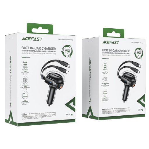 Acefast autolaadija LED indikaatoriga 2xUSB-C ja USB-A 53W (B13) - Image 8