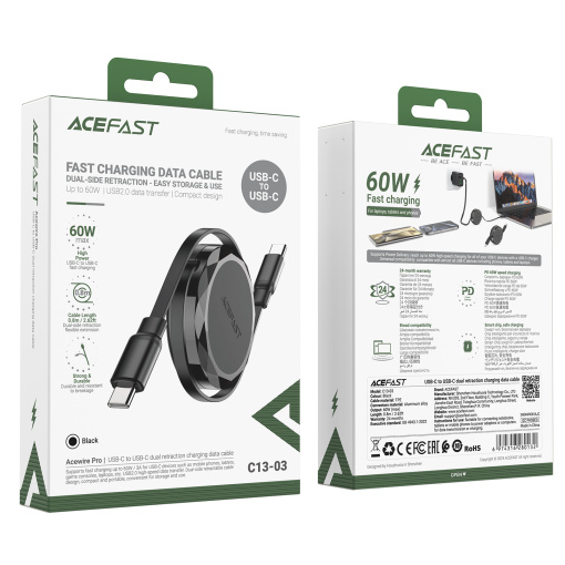 Acefast laadija kaabel USB-C to USB-C 60W (C13-03) - Image 7